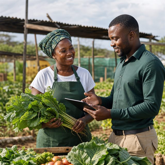 Produtora agrícola com consultor financeiro no campo